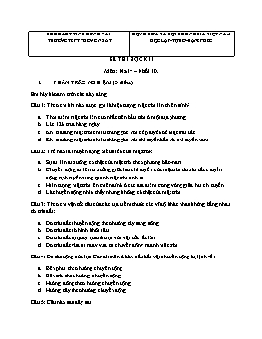 Đề và đáp án kiểm tra học kì I Địa lớp lớp 10 - Năm học 2016-2017 - Nguyễn Thị Thúy An